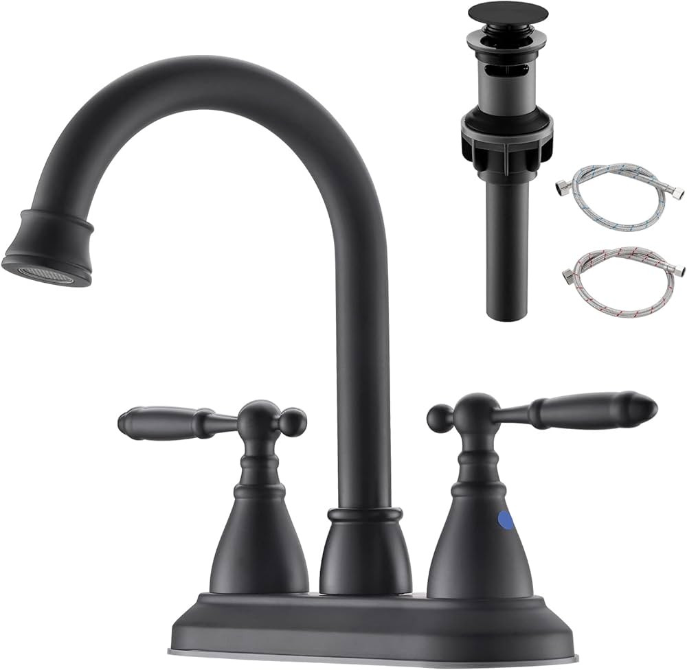BRAVEBAR 4 Inch Bathroom Sink Faucet Black - 2 Handle Centerset Bathroom Faucets | 360° Swivel S... | Amazon (US)