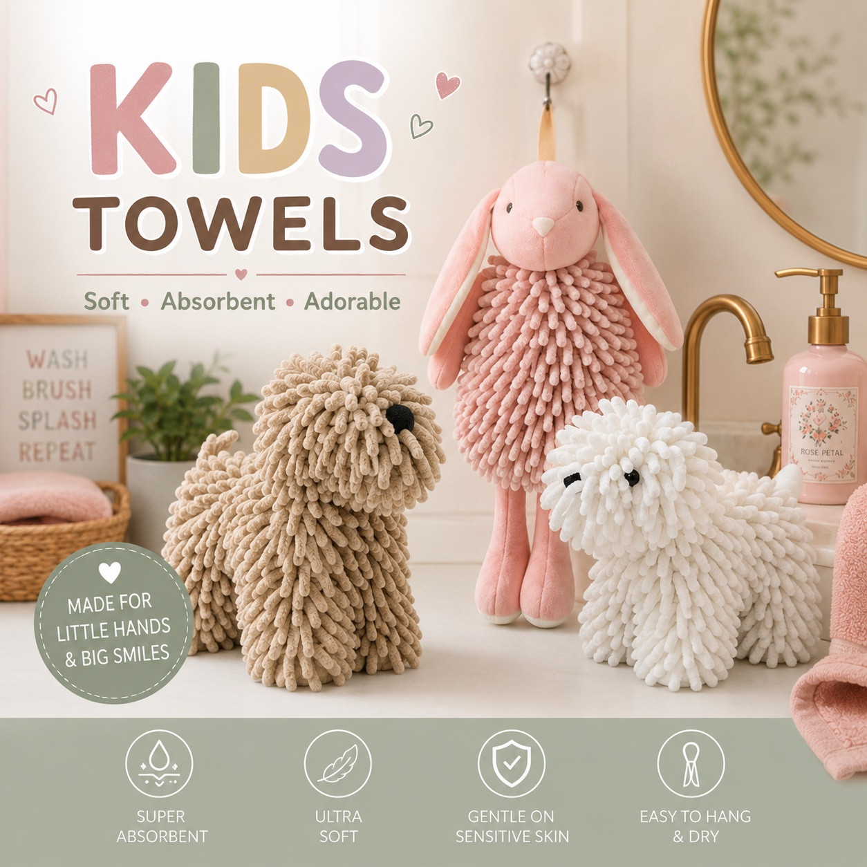 Who knew getting kids to wash their hands could be this cute? 🐰🐶

These adorable animal hand towels are soft, absorbent, and make handwashing a little more fun for little ones. Perfect for kids’ bathrooms, powder rooms, or as a unique gift!
-
Kids hand towels, kids bathroom decor, bunny hand towel, puppy hand towel, animal hand towels, cute bathroom accessories, kids bathroom ideas, children’s bathroom decor, absorbent hand towels, chenille hand towel, bathroom organization, toddler bathroom essentials, family bathroom decor, playful home decor, cute home finds, gift ideas for kids, bathroom styling, nursery bathroom decor, kids washroom accessories, Amazon home finds.