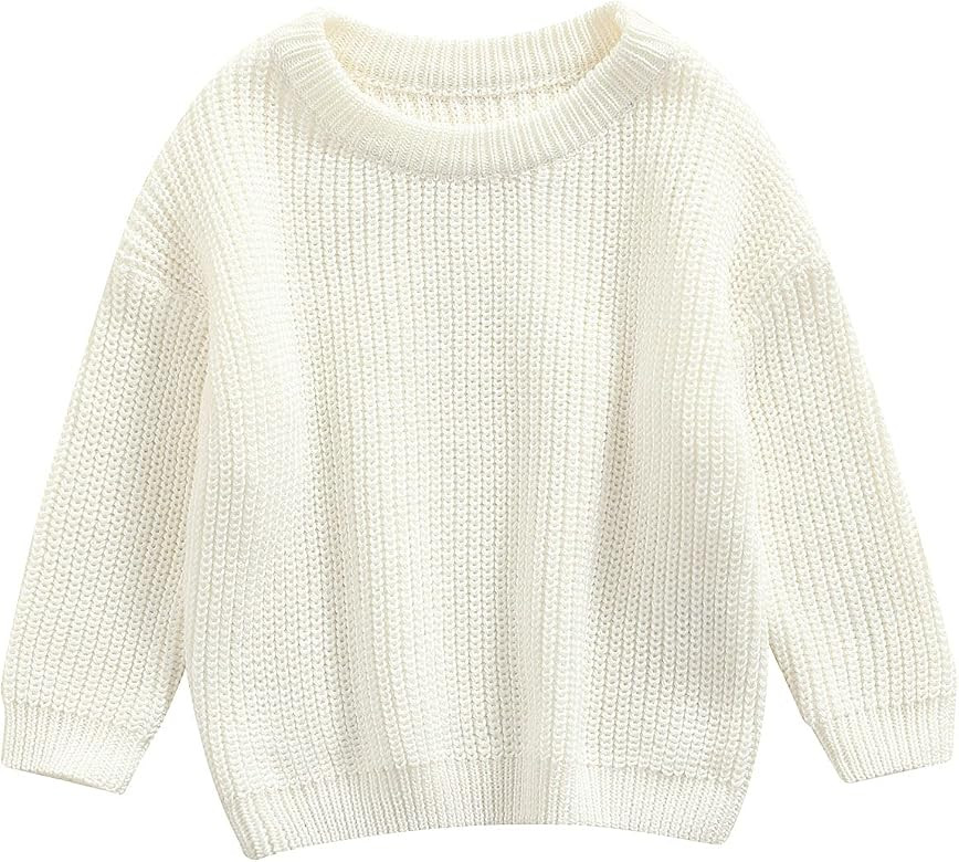Toddler Baby Girl Boys Sweater Round Neck Long Sleeve Candy Color Knitted Pullover Tops Autumn Wi... | Amazon (US)