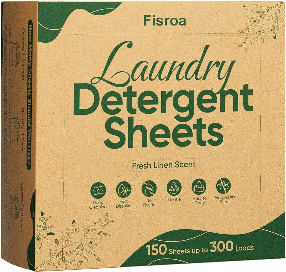 Travel Laundry Detergent Sheets Fisroa 300 Loads (150 Sheets) Eco-friendly Washing Detergent Shee... | Amazon (US)