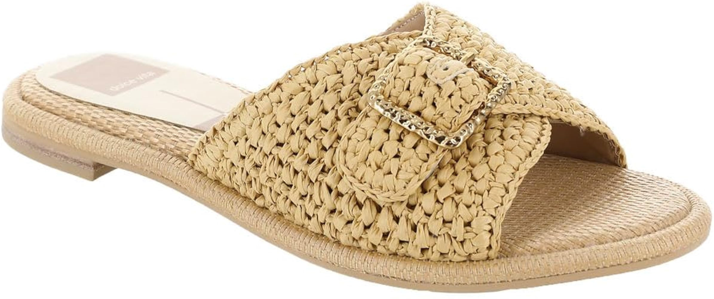 Amazon.com | Dolce Vita Women's Alonzo Sandal, Black/Natural Raffia, 10 | Slides | Amazon (US)