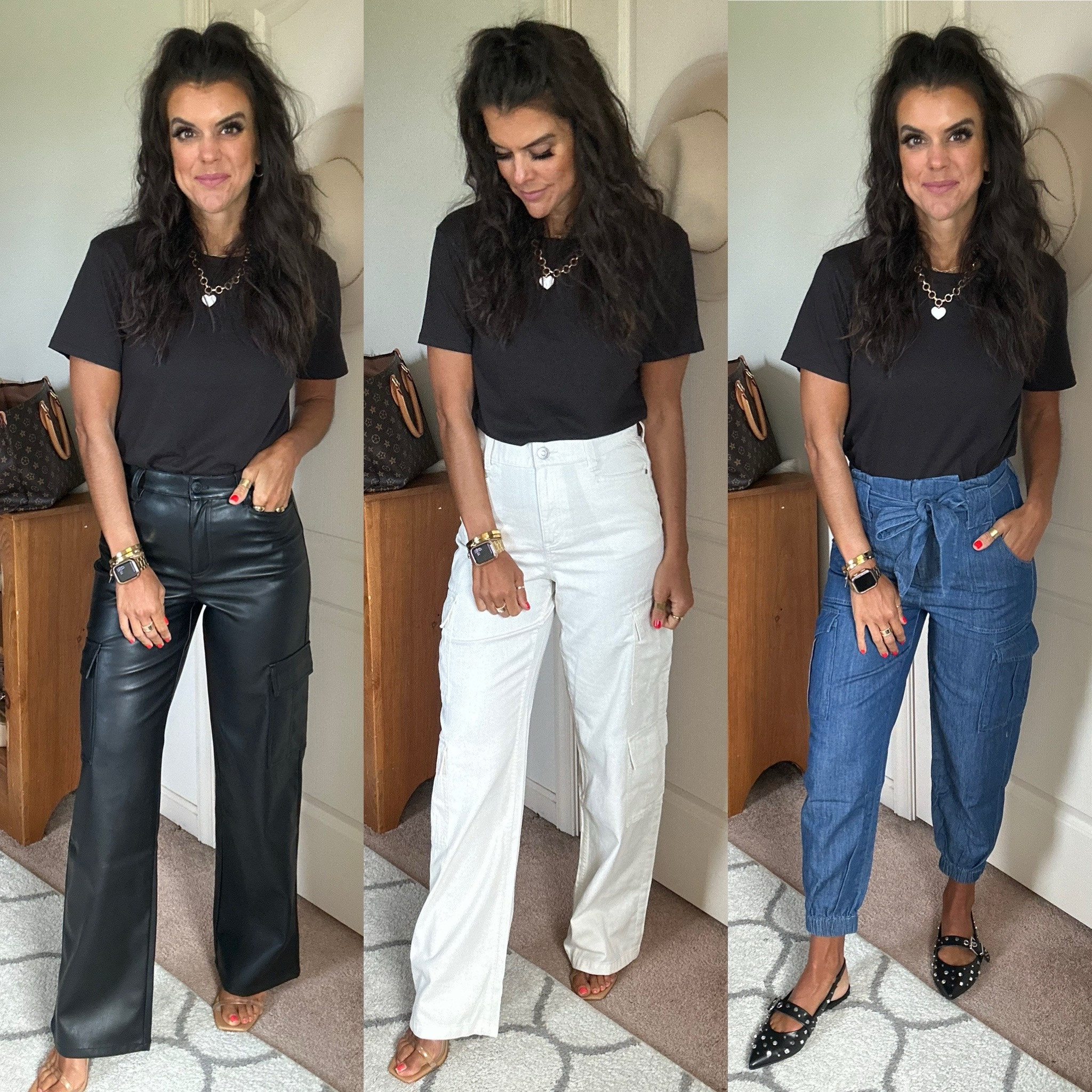 New Walmart pants! I’m in my regular size 2 in all of them. The off white cargo I could have sized down. Tee is size small. Shoes fit true to size 

#LTKStyleTip #LTKFindsUnder100 #LTKSummerSales