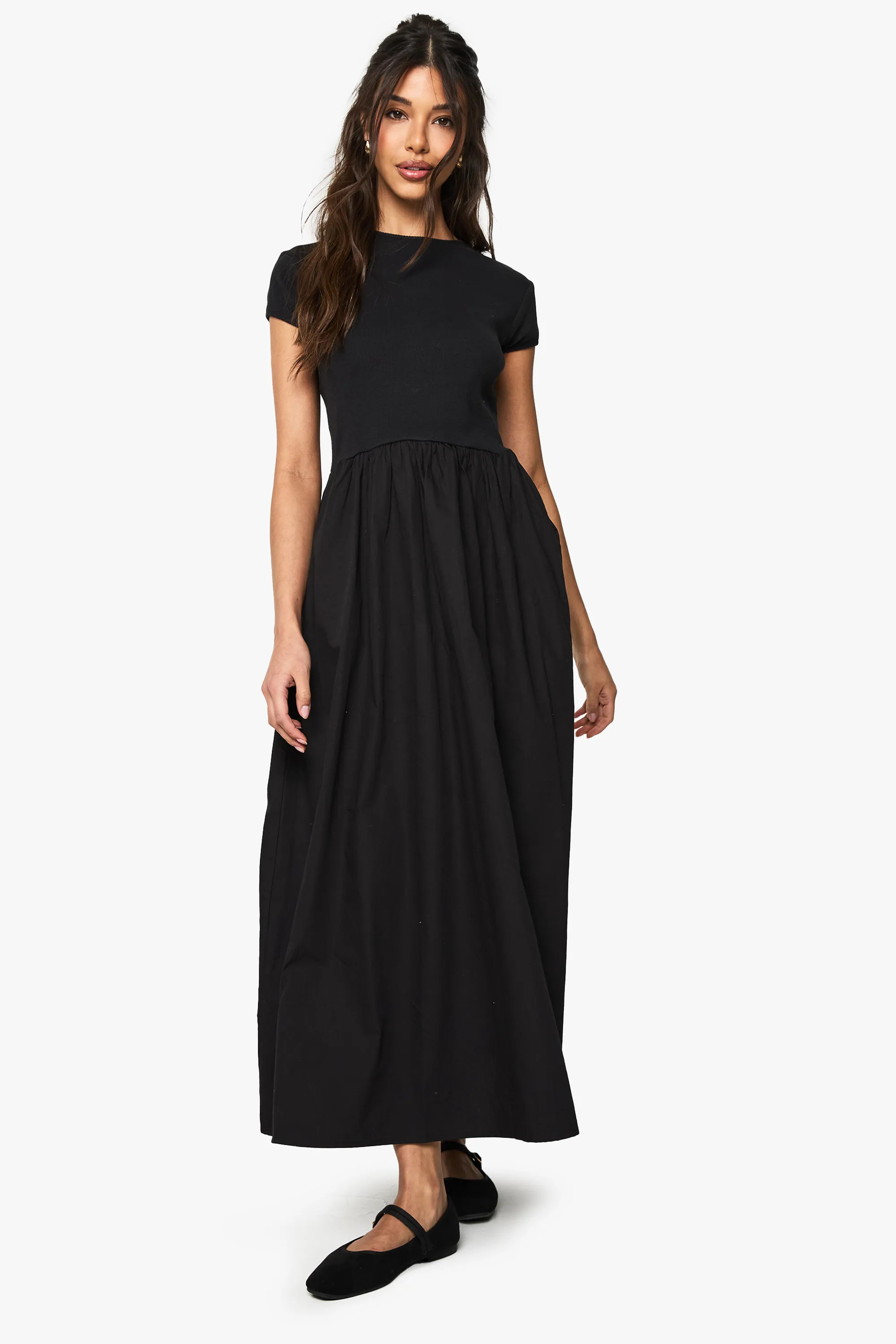 Dresses | Rib Cotton Poplin Short Sleeve Smock Dress | boohoo | Dorothy Perkins (UK)