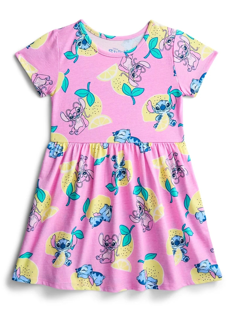 Stitch Girls' Allover Print Dress with Short Sleeves, Sizes 4-12 | Walmart (US)