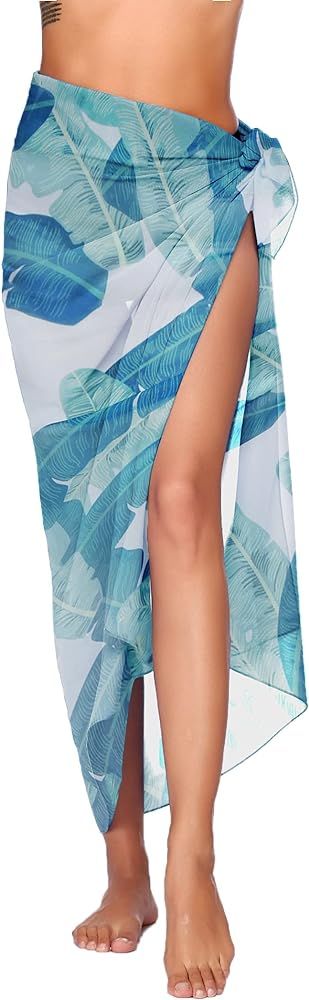 Ekouaer Womens Sarong Cover Up Long Beach Wrap Skirt Chiffon Bikini Wrap Cover for Swimwear | Amazon (US)