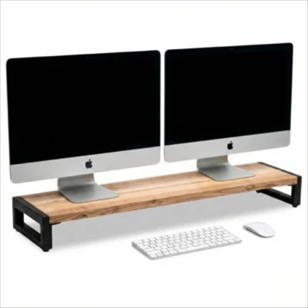 Solid oak wood monitor riser for desk, a natural wood stand