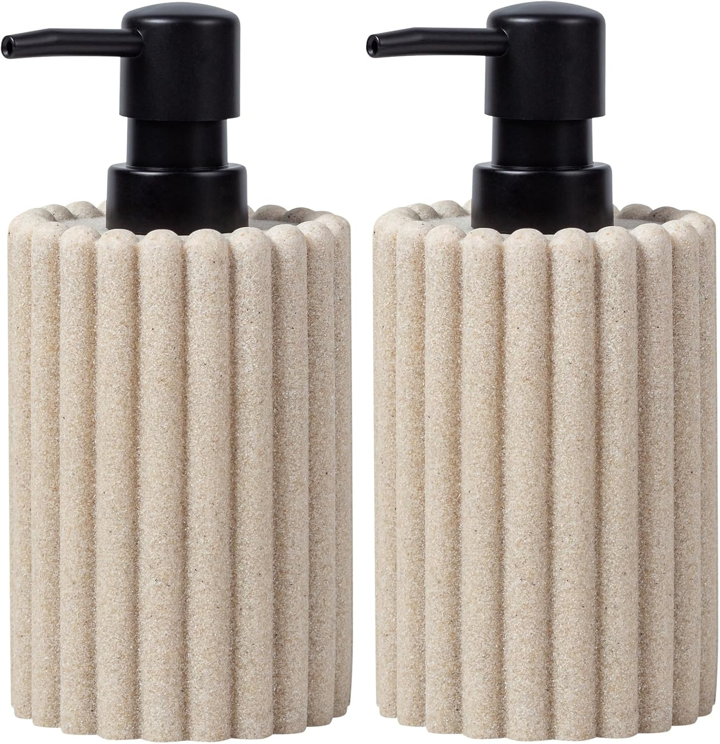 Soap Dispensers 11.84 OZ, 2 PCS, Thick Stripe, Sandstone Look Beige Bottle | Amazon (US)