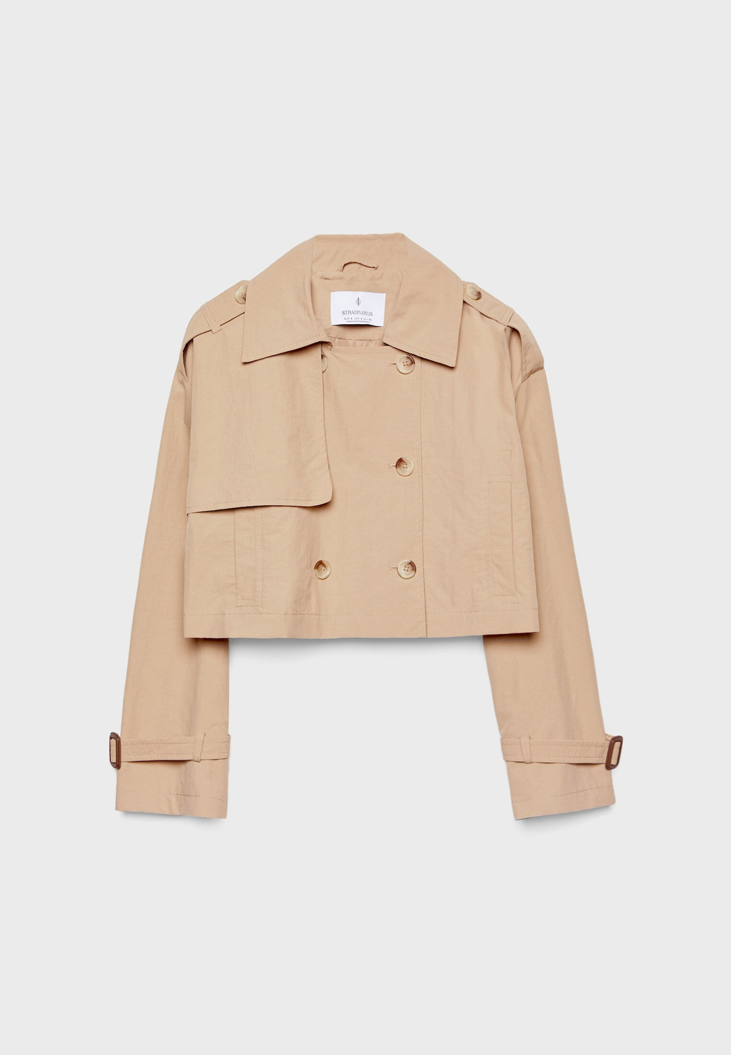 Short oversize trench coat with creased effect | Stradivarius (UK)