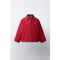 Zara - Canvas Jacket With Contrasting Collar - Red - 1½ Years (33,9 Inches) - Kids | Zara US