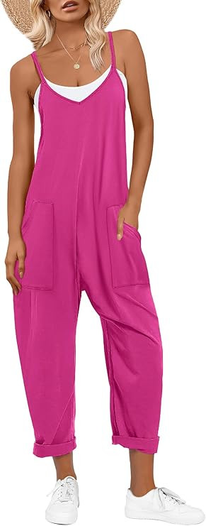 ANRABESS Jumpsuits for Women Casual Summer Overalls Sleeveless Spaghetti Strap Romper Jumpers Tre... | Amazon (US)