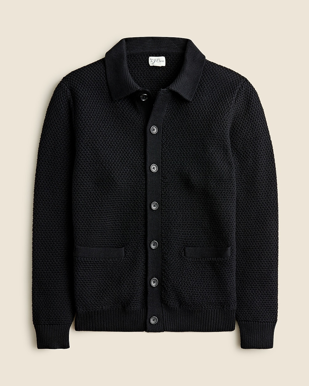 Cotton cardigan sweater-polo in moss stitch | J. Crew US