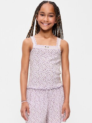Fitted Lace-Trim Pointelle Tank Top for Girls | Old Navy (US)