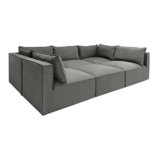 Gray Tyson 6 Piece Modular Pit Sectional Sofa | World Market