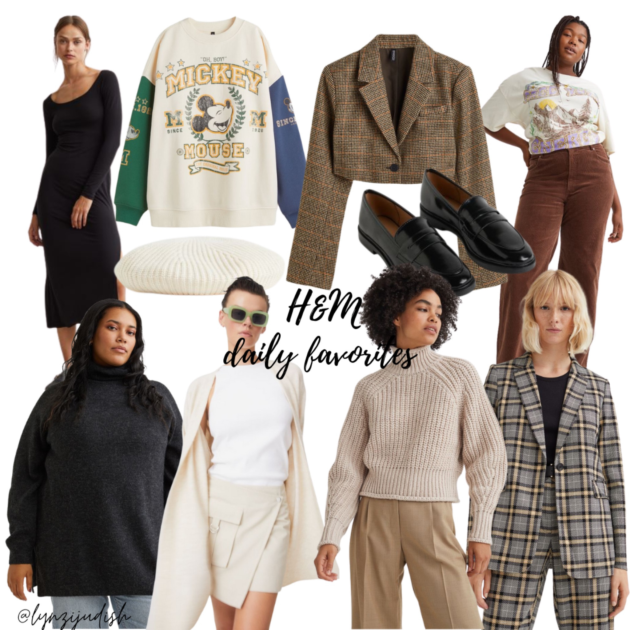 Daily Favorites - H&M New Arrivals 

Plus size fashion, plus size style, size 16 influencer, black body on dress, Mickey Mouse sweatshirt, Disney, plaid cropped blazer, brown corduroy pants, gray blazer, beige sweater, beige cardigan, long cardigan, black turtleneck sweater, beige aesthetic 

#LTKunder100 #LTKcurves #LTKunder50