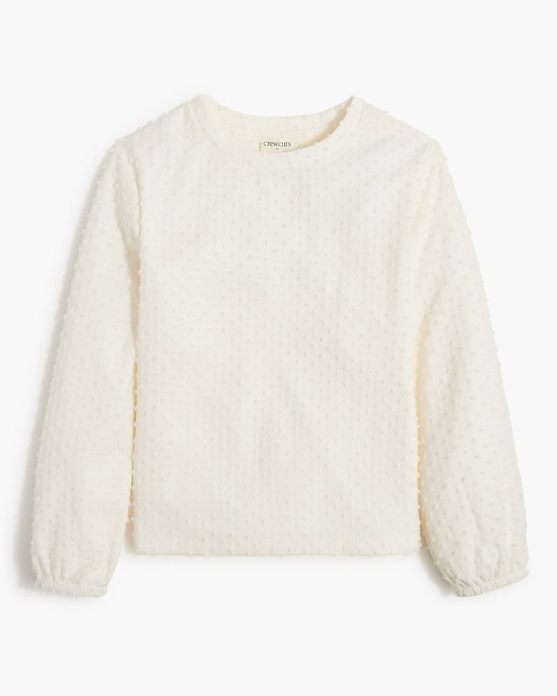 Girls' clip-dot puff-sleeve top | J.Crew Factory