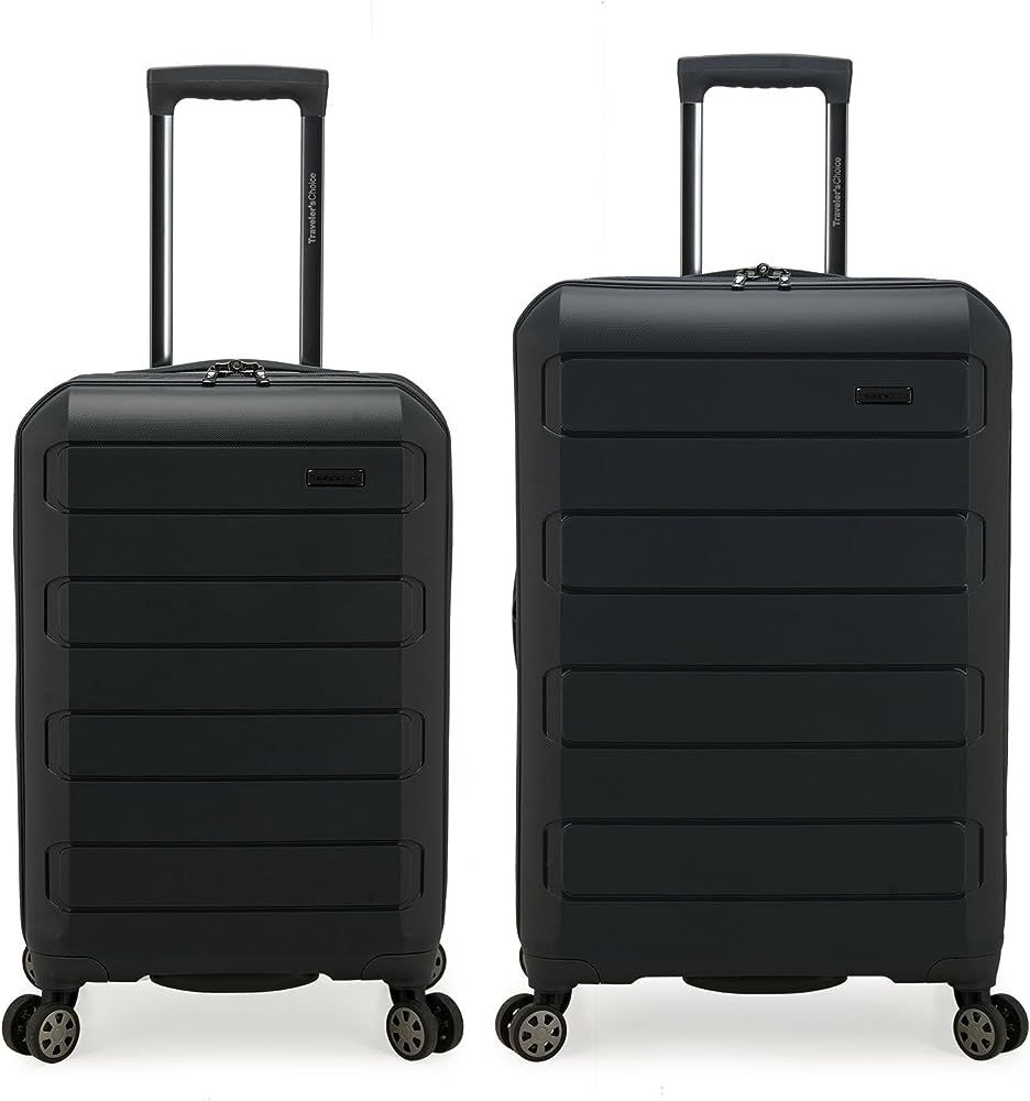Traveler's Choice Pagosa Indestructible Hardshell Expandable Spinner Luggage, Black, 2 Piece Set | Amazon (US)