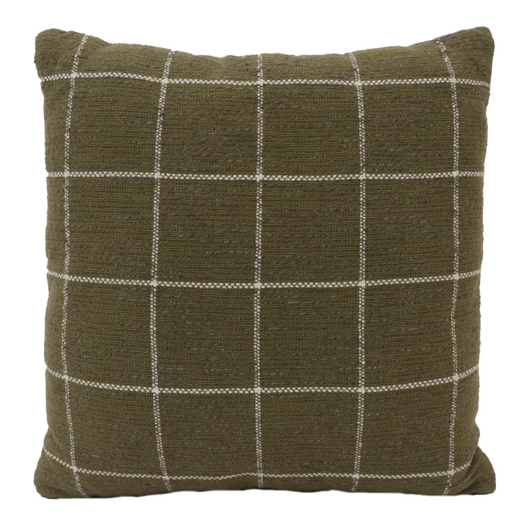 Mainstays Olive Window Pane Decorative Throw Pillow 18x18 | Walmart (US)