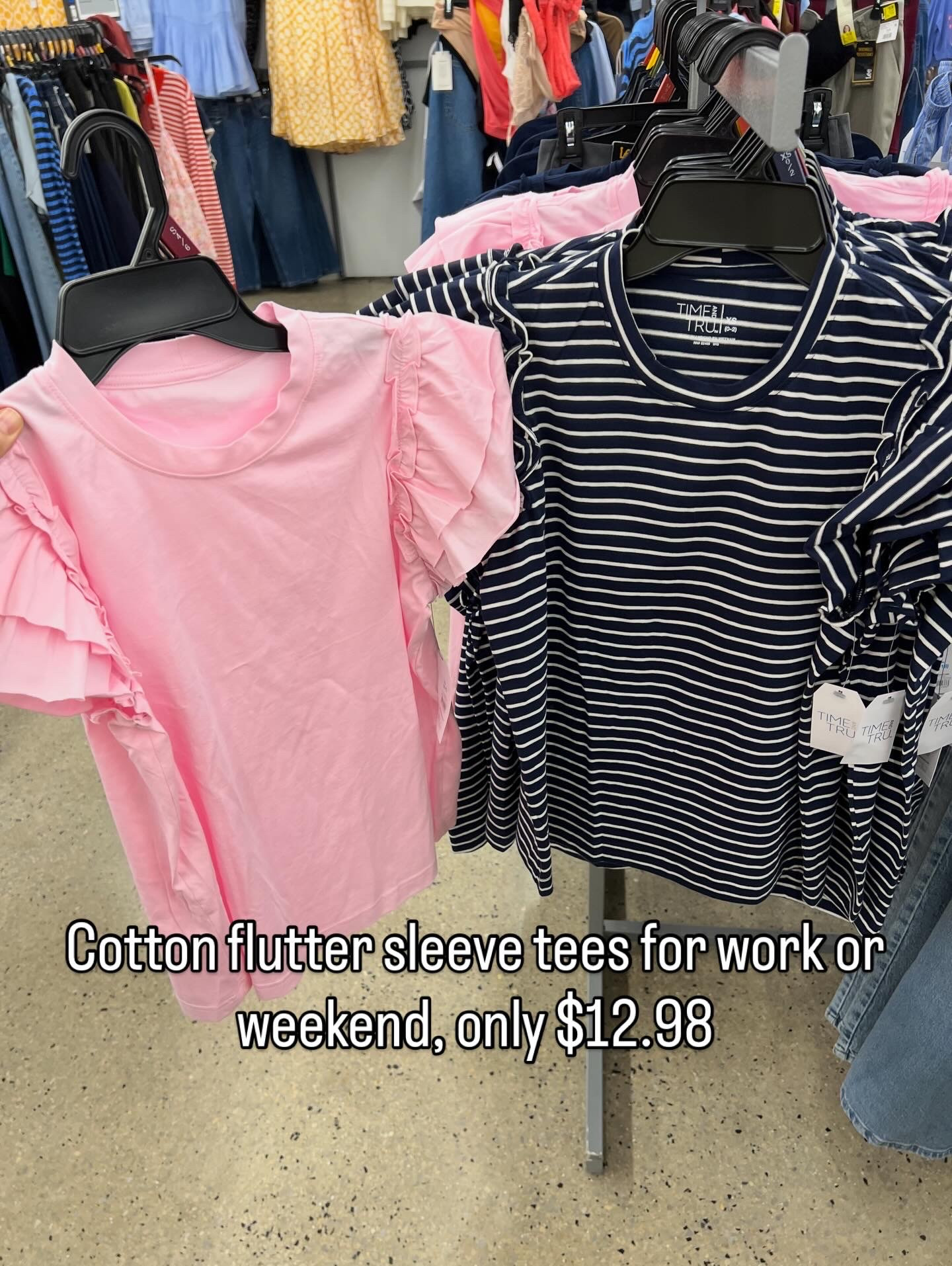 Cotton flutter sleeve tees at Walmart, fit is true to size. #walmartfashion 

#LTKOver40