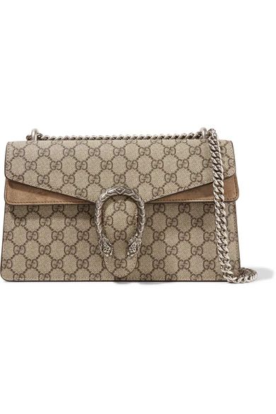 Gucci - Dionysus Small Coated-canvas And Suede Shoulder Bag - Beige | NET-A-PORTER (US)