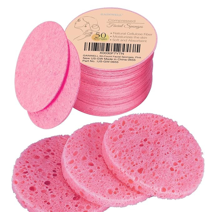 GAINWELL 50-Count Compressed Facial Sponges for Daily Facial Cleansing and Exfoliating, 100％ Na... | Amazon (US)
