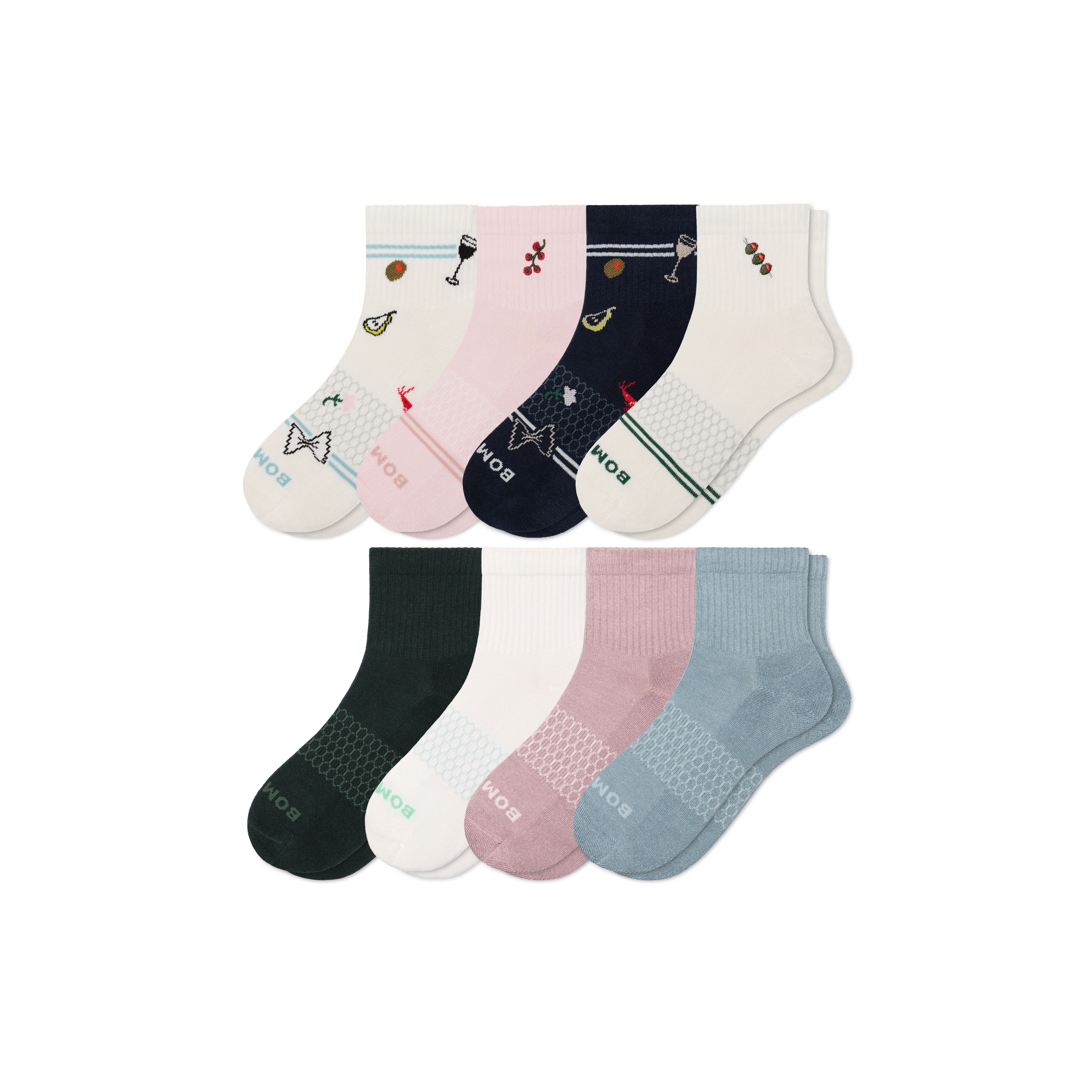 Women's Quarter Sock 8-Pack - Dinner Party Mix - Large - Cotton Blend - Bombas | Bombas