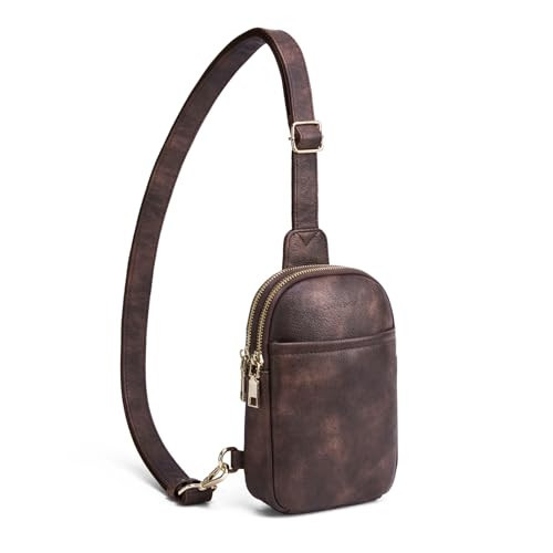CORALDAISY Crossbody Bags for Women Small Sling Bag Fanny Packs for Women Cross Body Purses Belt Bag for Women Leather Cross Body Bag Chest Bag Gifts, Coffee | Amazon (US)