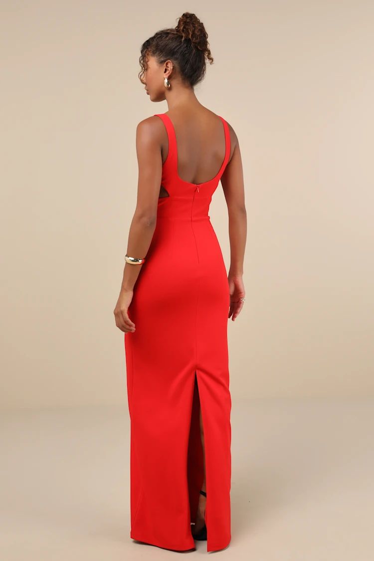 Simply Desirable Red Sleeveless Cutout Column Maxi Dress | Lulus