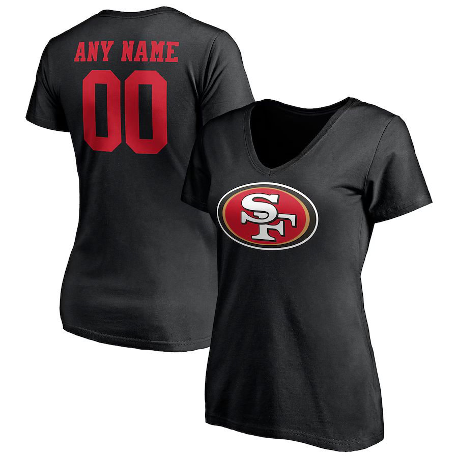 San Francisco 49ers Women's Team Authentic Logo Personalized Name & Number V-Neck T-Shirt - Black | Fanatics