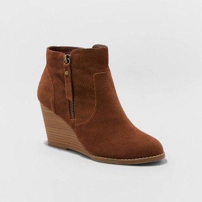 Women's Abiee Microsuede Zipper Wedge Bootie - Universal Thread™ | Target