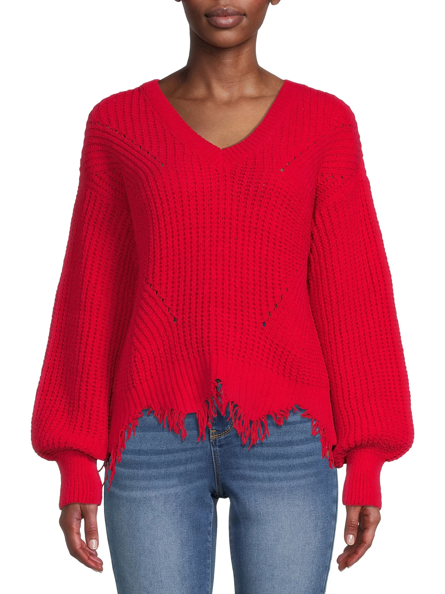 No Boundaries Juniors' Chenille Destructed Sweater - Walmart.com | Walmart (US)