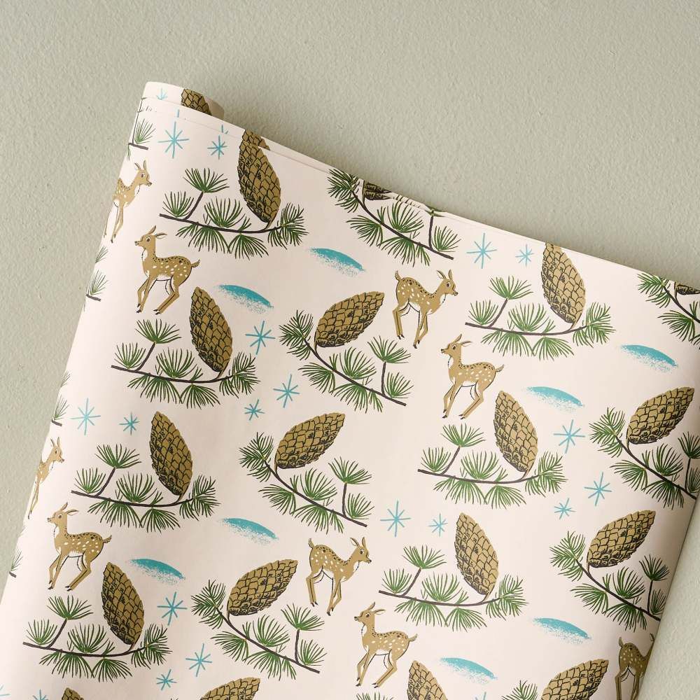 Deer and Pinecones Wrapping Paper Sheets | Magnolia