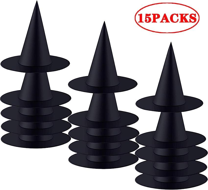 Xgood 15 Pack Witch Hat Halloween Costume Black Hats Witch Costume Accessory Halloween Women Cost... | Amazon (US)