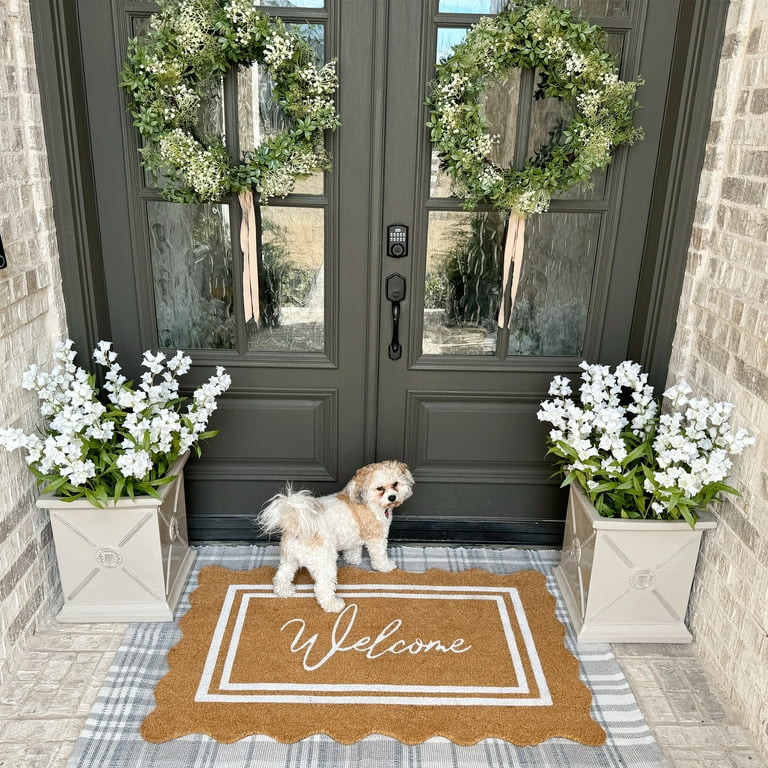 My Texas House Welcome Natural Scalloped Edge and Border Outdoor Coir Doormat, 30" x 48" | Walmart (US)