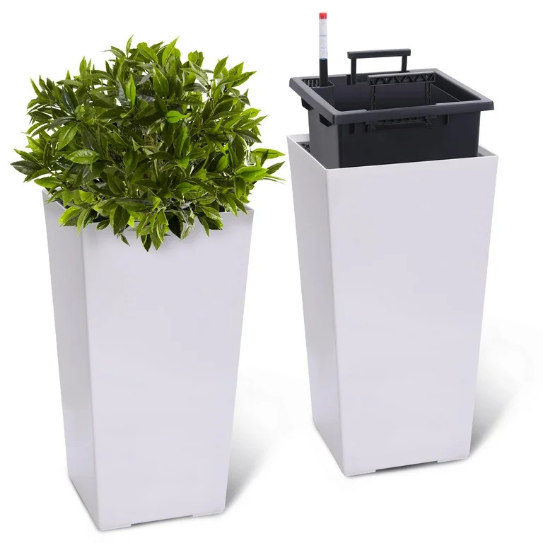 TROPOW Flower Pots,Set of 2,22.5-Inch Tall Rectangular Planters,Flower Pots for Indoor Plants,Mod... | Walmart (US)