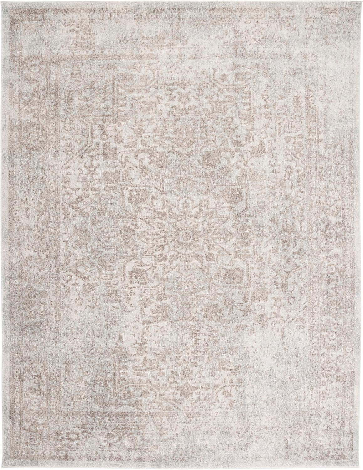SAFAVIEH Area Rug 8x10 - Evoke Collection - Large - Ivory & Taupe, Distressed Design, Non-Sheddin... | Amazon (US)