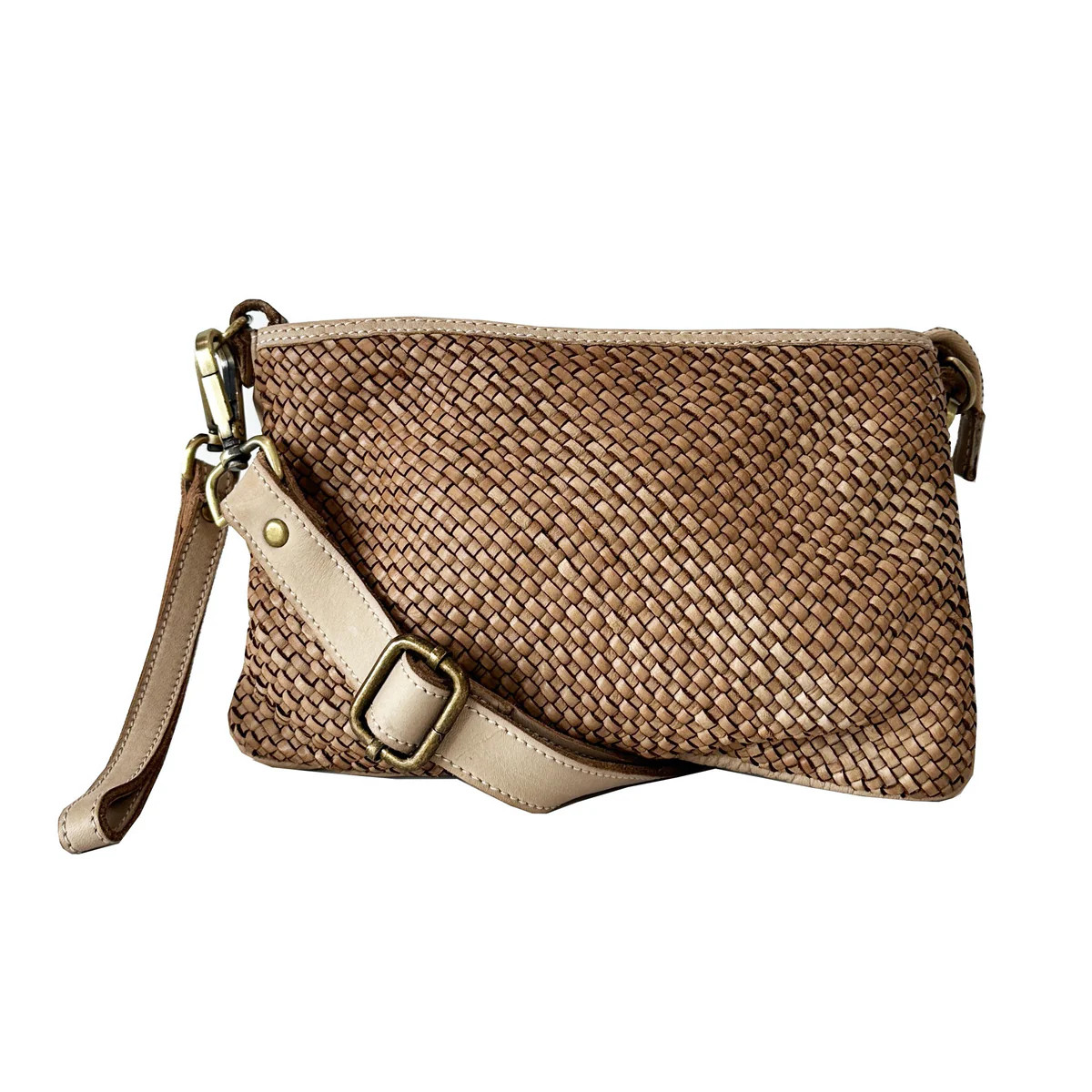 Laura Woven Crossbody in Taupe | Bolsa Nova Handbags