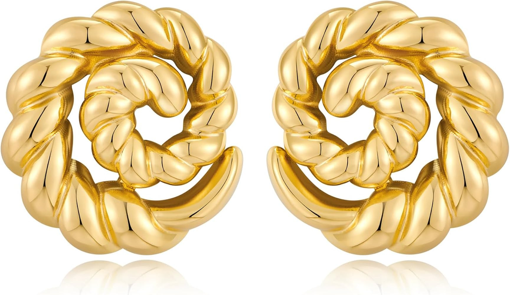 Gold Sliver Statement Earrings for Women Spiral Swirl Chunky Vintage Stud Drop Earrings Trendy Je... | Amazon (US)