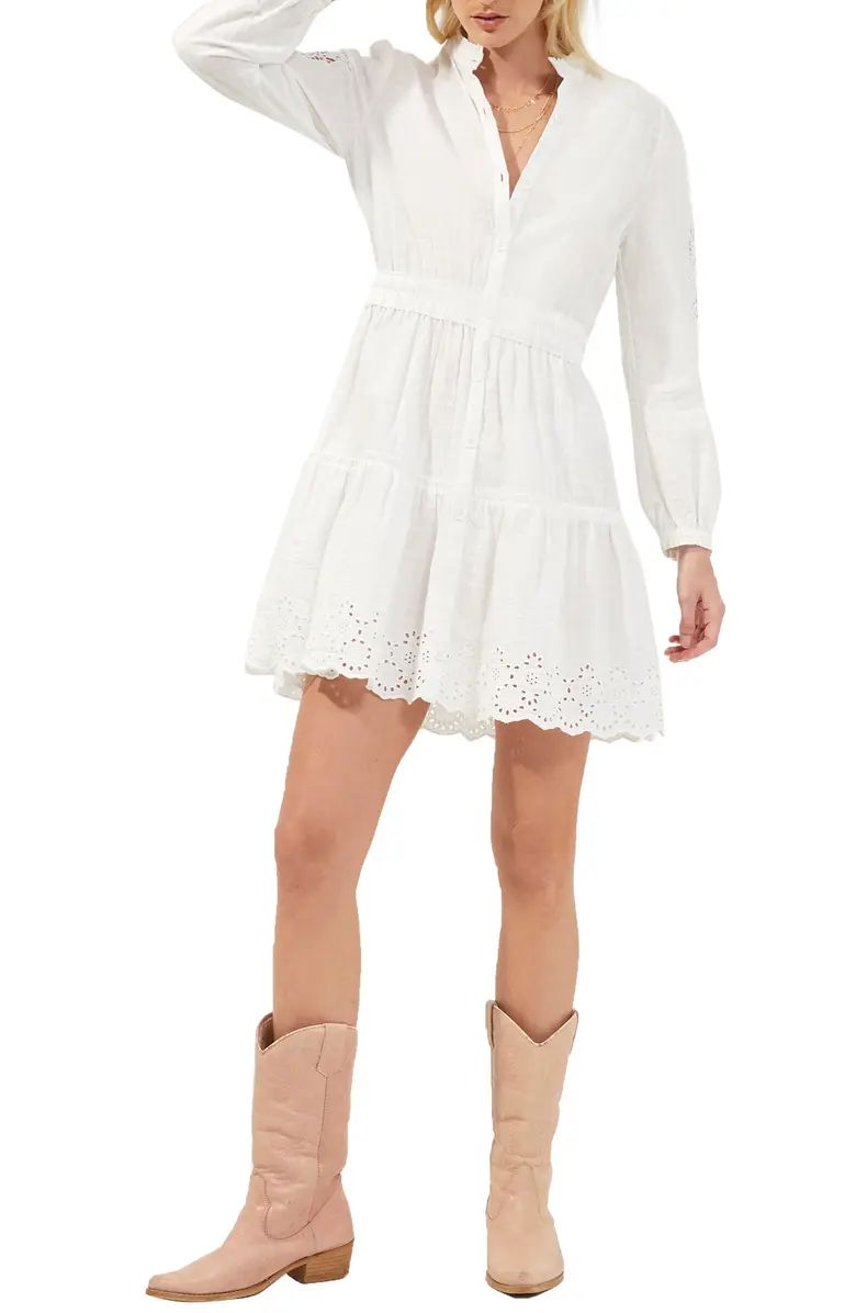 French Connection Aprina Long Sleeve Cotton Eyelet Minidress | Nordstrom | Nordstrom