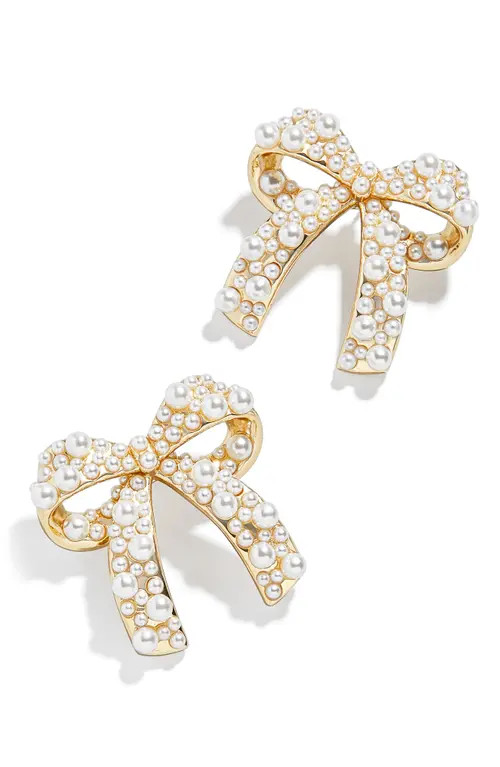 BaubleBar Bow Imitation Pearl Stud Earrings at Nordstrom | Nordstrom