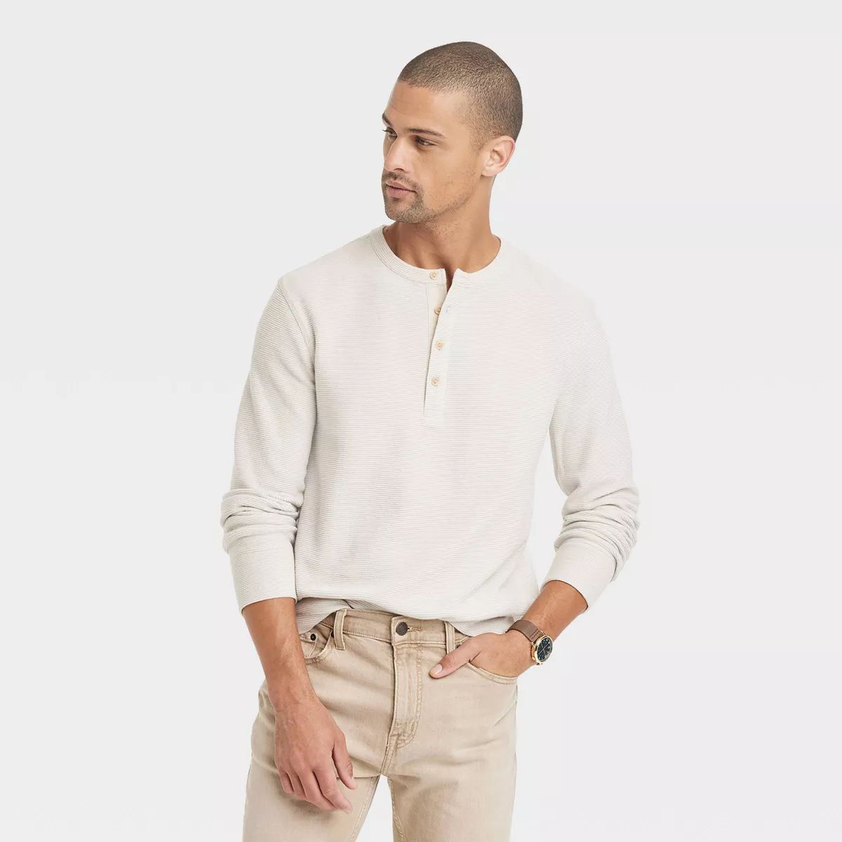 Men's Long Sleeve Textured Henley Shirt - Goodfellow & Co™ | Target