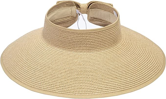 Simplicity Women's UPF 50+ Wide Brim Roll-up Straw Sun Hat Sun Visor | Amazon (US)