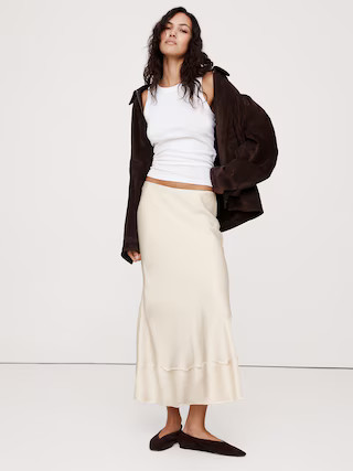 Satin Long Midi Skirt | Banana Republic (US)