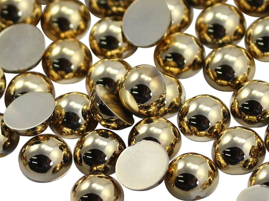 Allstarco 25mm Gold Flat Back Acrylic Round Pearl Cabochons Plastic Rhinestones Pearl Gems Embell... | Amazon (US)