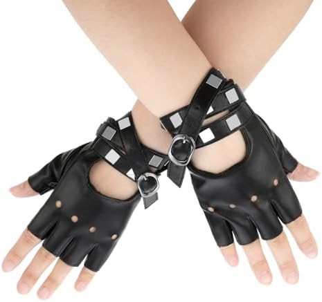 EupHHonycs Leather Punk Gloves, Black Fingerless Faux Leather Gloves, PU Faux Leathers Outdoor Sp... | Amazon (US)
