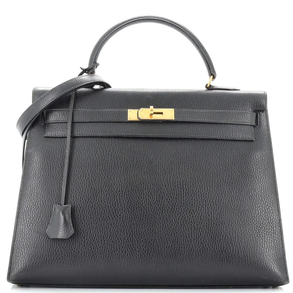 Hermes Kelly Handbag Black Ardennes with Gold Hardware 35 Black 1553791 | Rebag