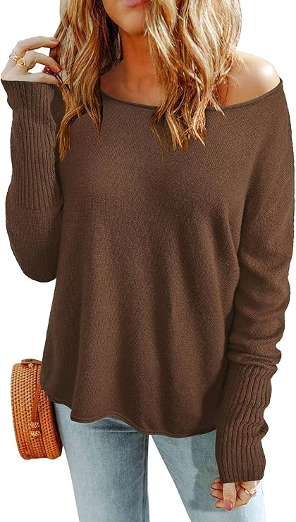 Arach&Cloz Womens Wool Boat Neck Sweater Outfit Long Sleeve Casual Loose Pullover Trendy Tops 202... | Amazon (US)