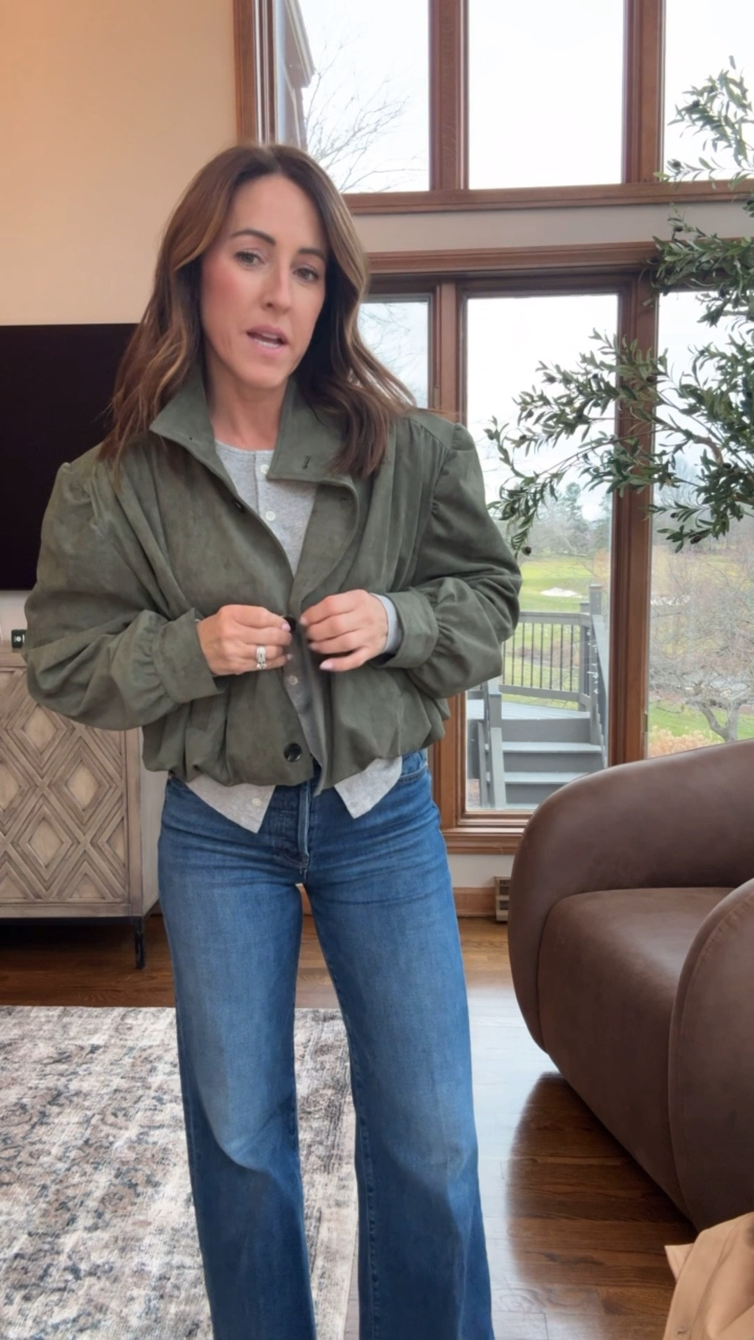 Wear now and into Spring. A pretty statement jacket. 
XS here. Also in black. 
Jeans tts, regular length. 
Linking similar long sleeve grey tops 

#LTKSeasonal #LTKootd #LTKOver40