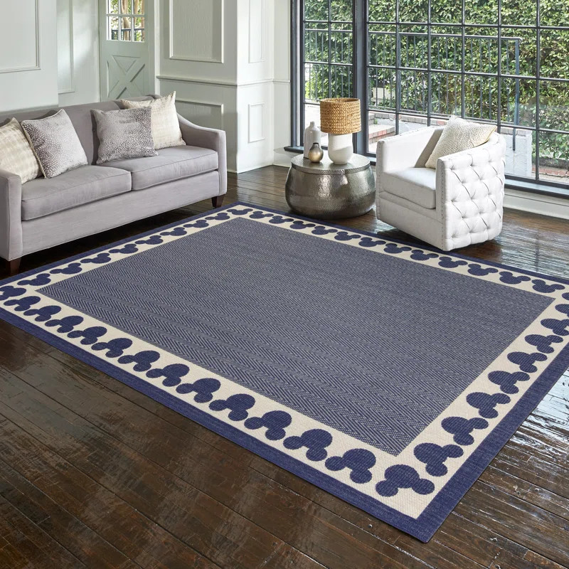 Licensed Disney Mickey Mouse Chestnut/Black Border Indoor/Outdoor Flatweave Area Rug | Wayfair North America