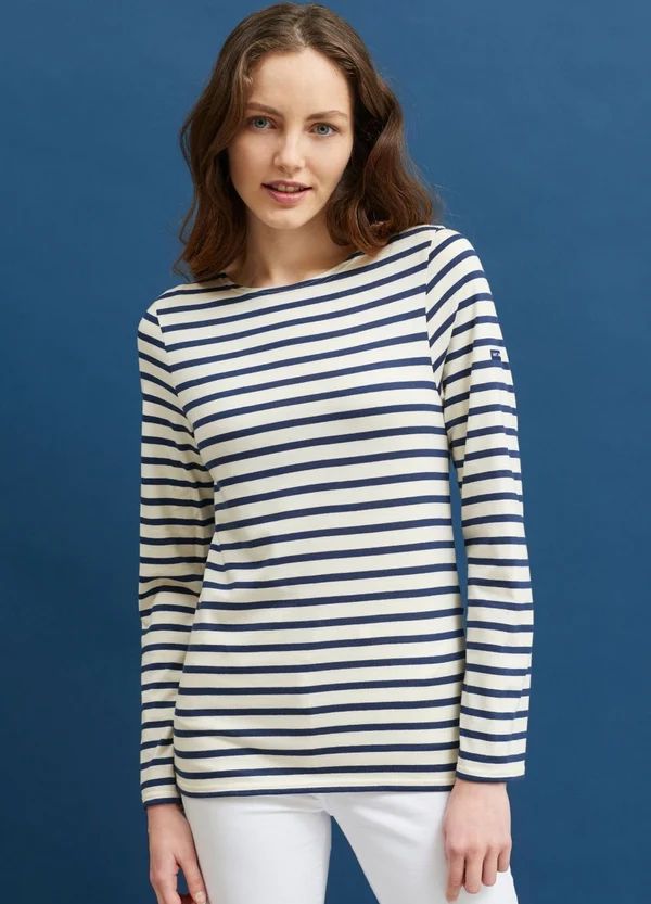 MINQUIERS MODERN - Authentic Breton Stripe Shirt | Soft Cotton | Men Fit (ECRU / NAVY) | Saint James USA