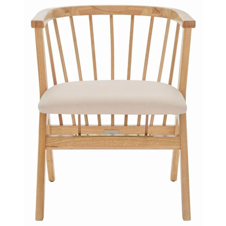 SAFAVIEH Noah Mid-Century Retro Spindle Dining Chair, Natural/Beige Cushion, Set of 2 | Walmart (US)
